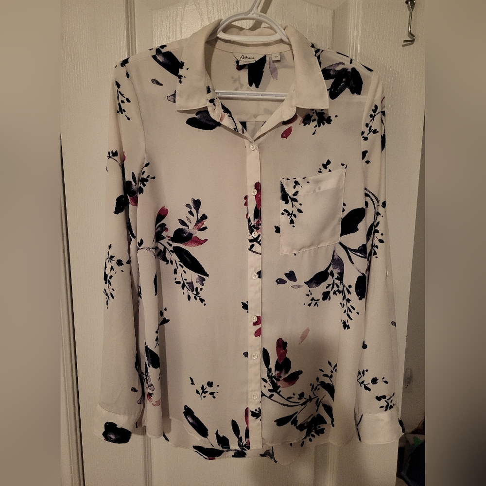 Reitmans Dress Shirt, Small, Multi Colour (Blue/White/Pink)